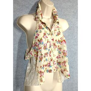 Vintage Y2K Lace Halter Top S Baby Doll Paper Tee Fairy Inspired Festival Boho